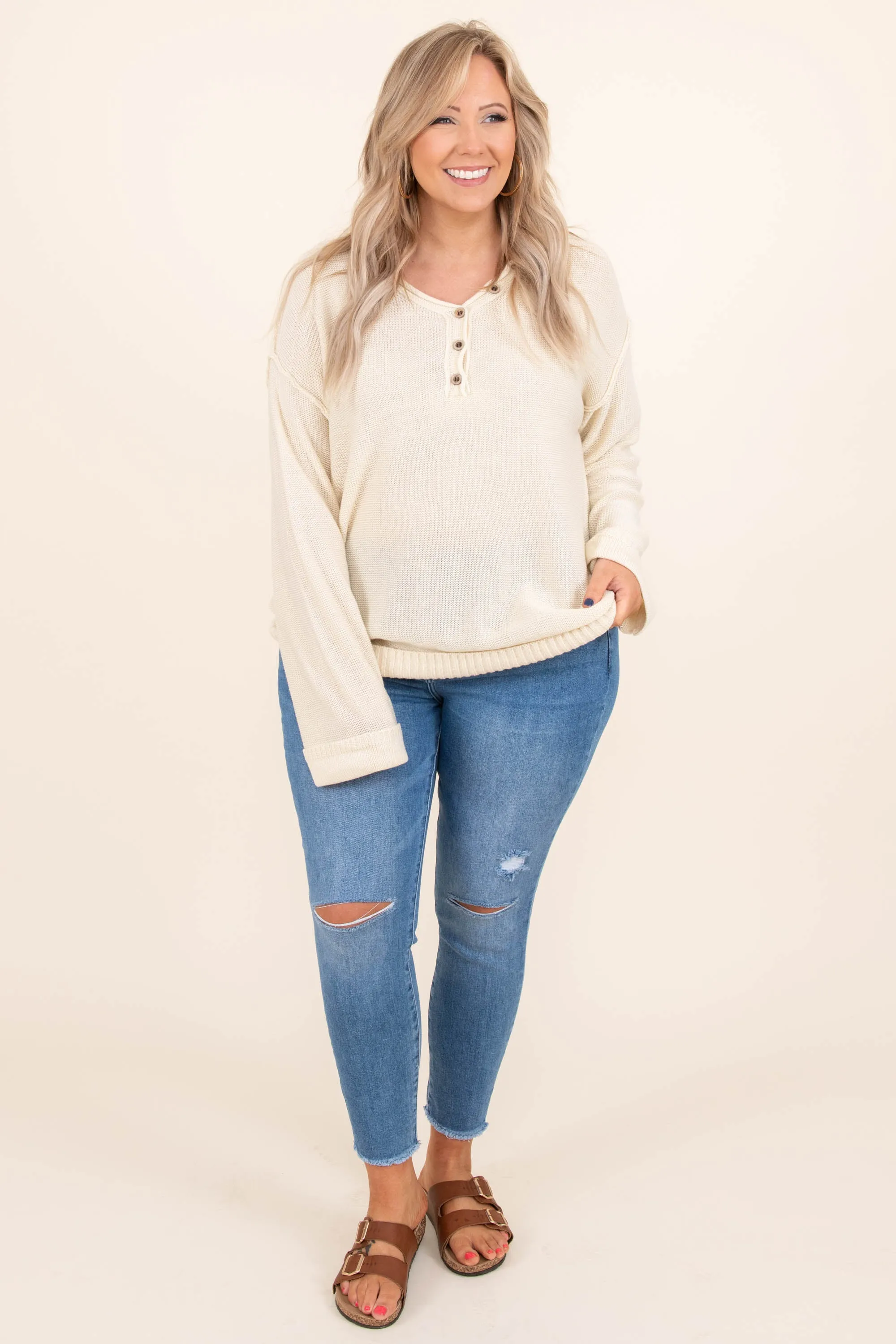 Chilly On A Hot Day Sweater, Oatmeal
