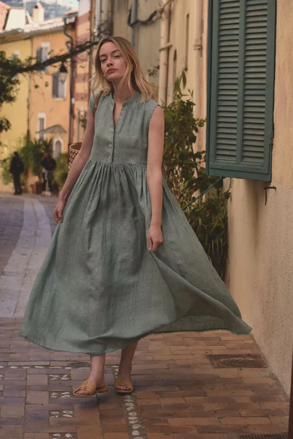 Elodie Dress in Mint or French Grey Linen (Pre-Order, Ships April 15)