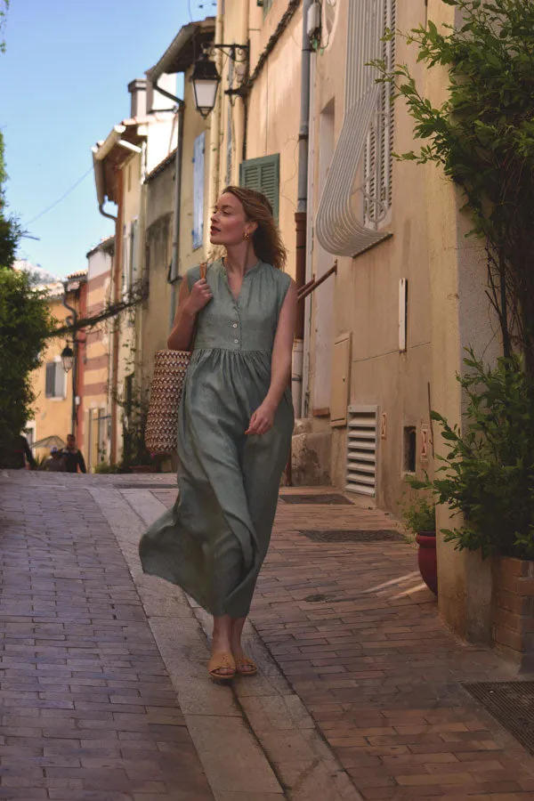 Elodie Dress in Mint or French Grey Linen (Pre-Order, Ships April 15)