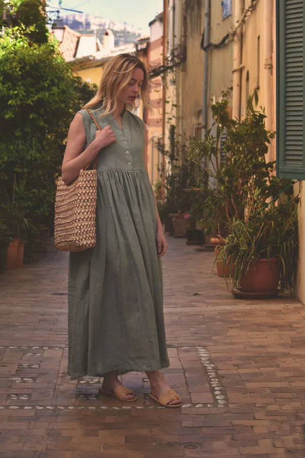 Elodie Dress in Mint or French Grey Linen (Pre-Order, Ships April 15)