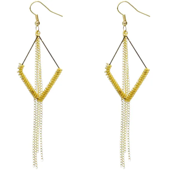 Gold Triangular Loop Chain Earrings