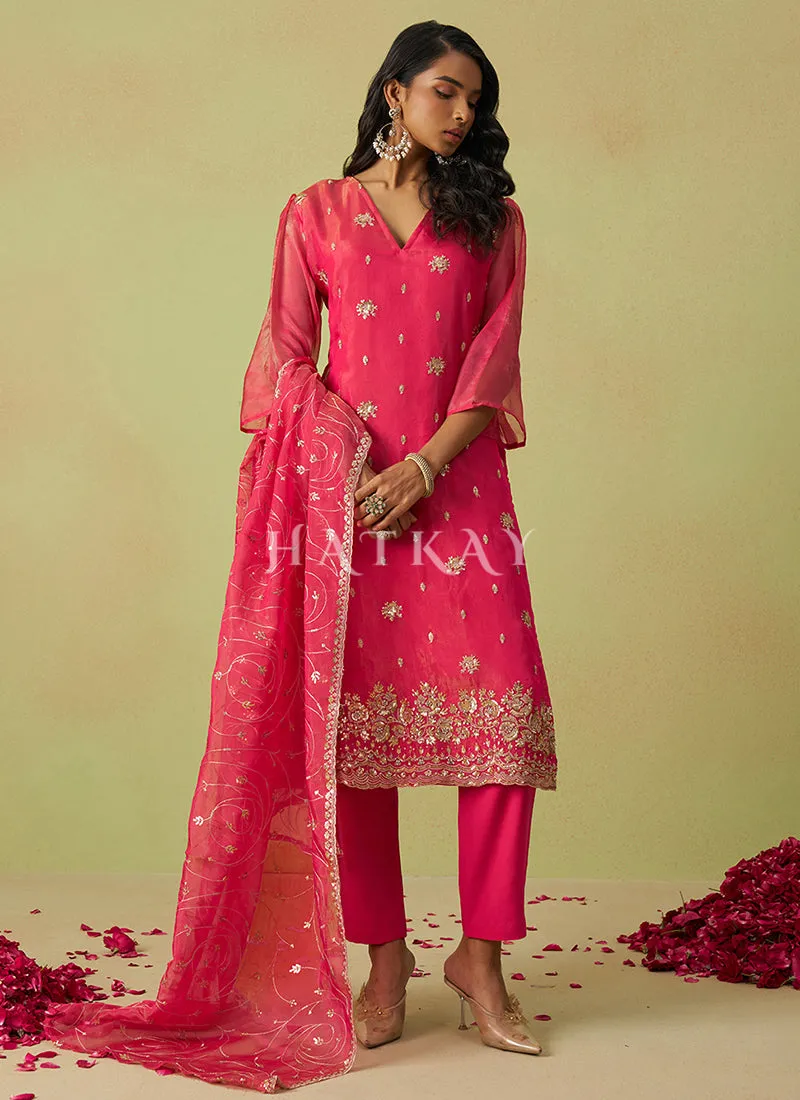 Hot Pink Embroidery Salwar Suit
