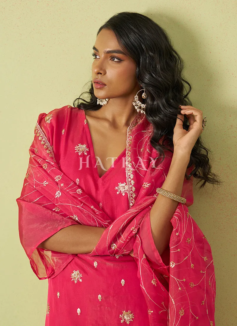 Hot Pink Embroidery Salwar Suit
