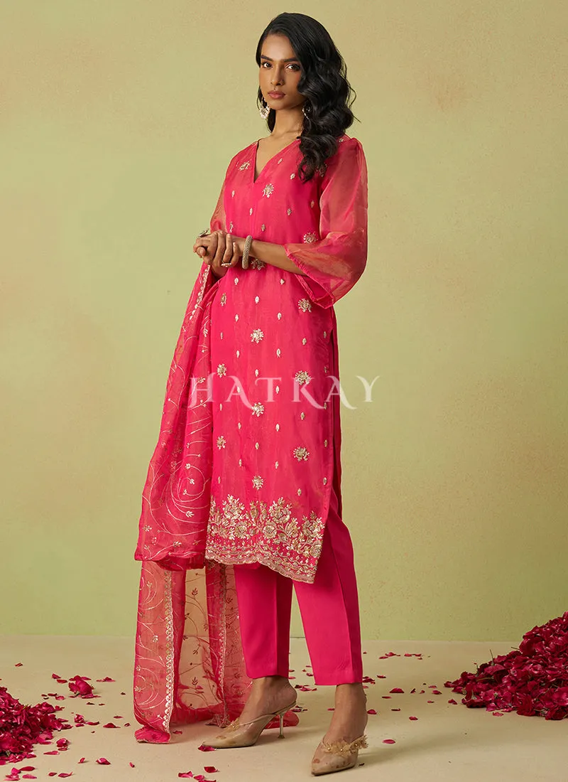 Hot Pink Embroidery Salwar Suit
