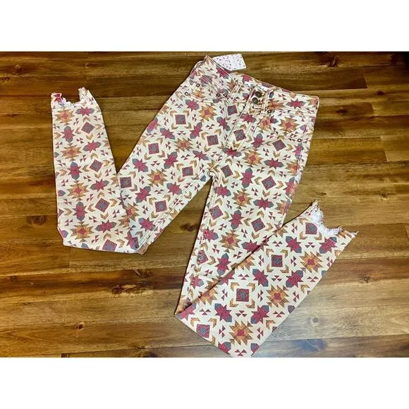 NWT Free People Ivory Wild Child Skinny Jeans 24