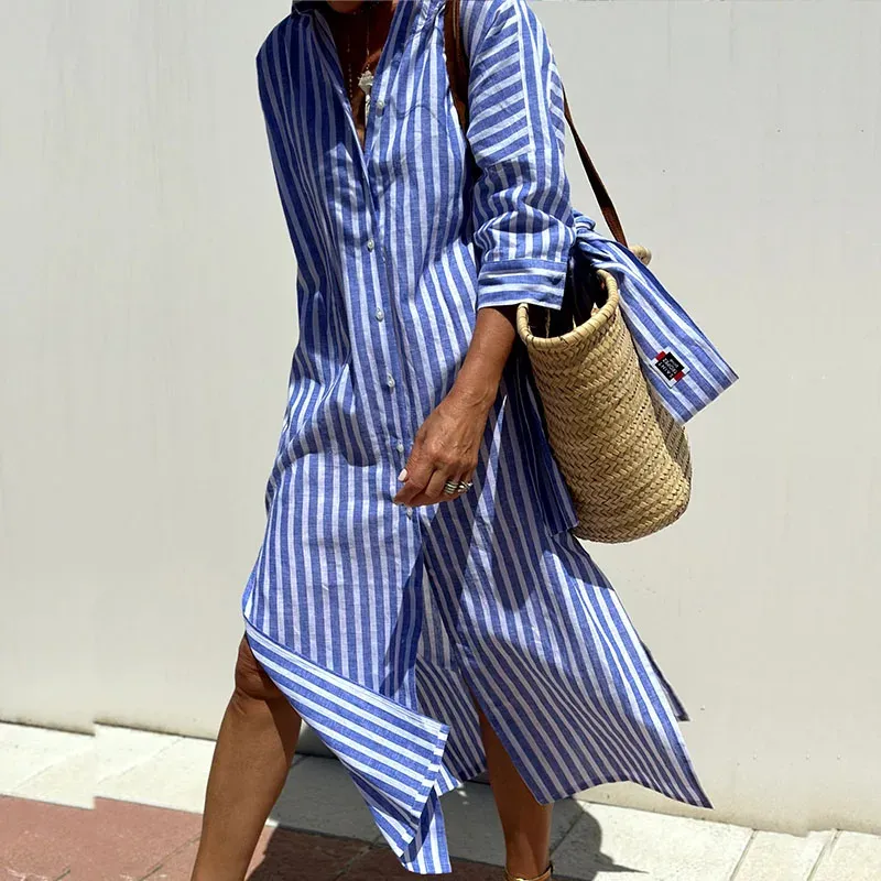 Signe - Chic striped shirt dress