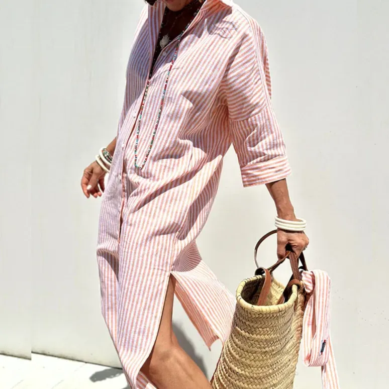 Signe - Chic striped shirt dress