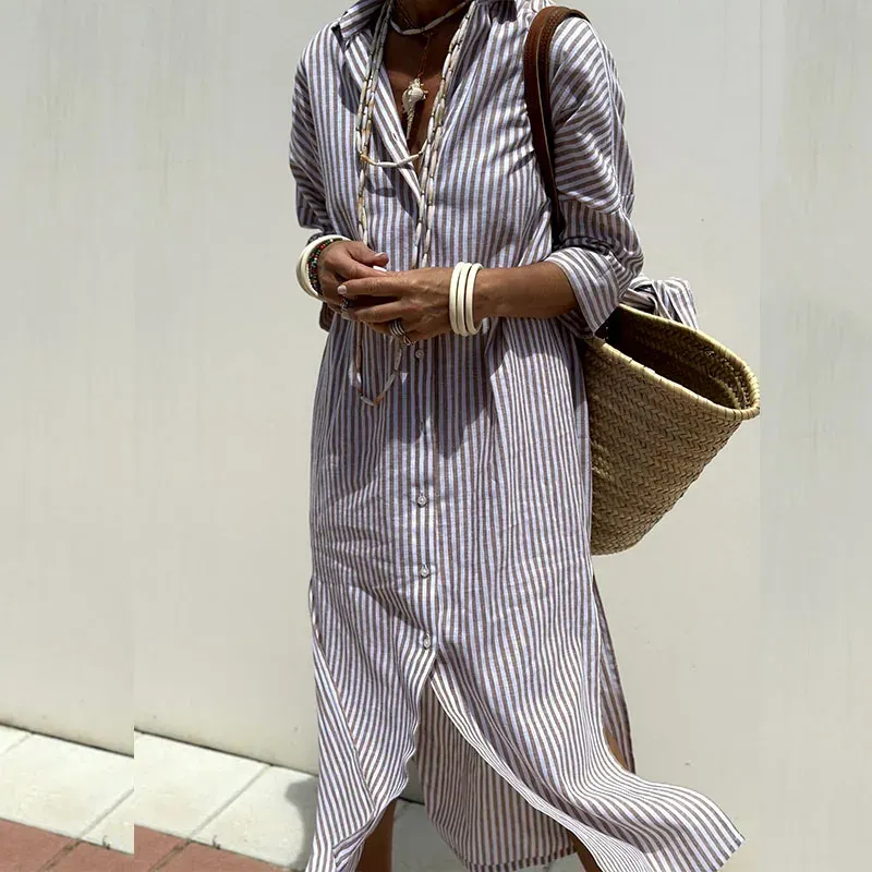 Signe - Chic striped shirt dress