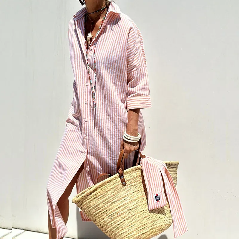 Signe - Chic striped shirt dress
